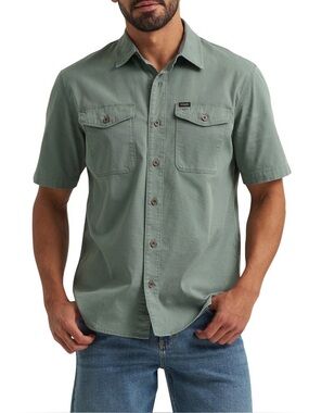 NEW Wrangler® Men's Short Sleeve Micro Ripstop Shirt